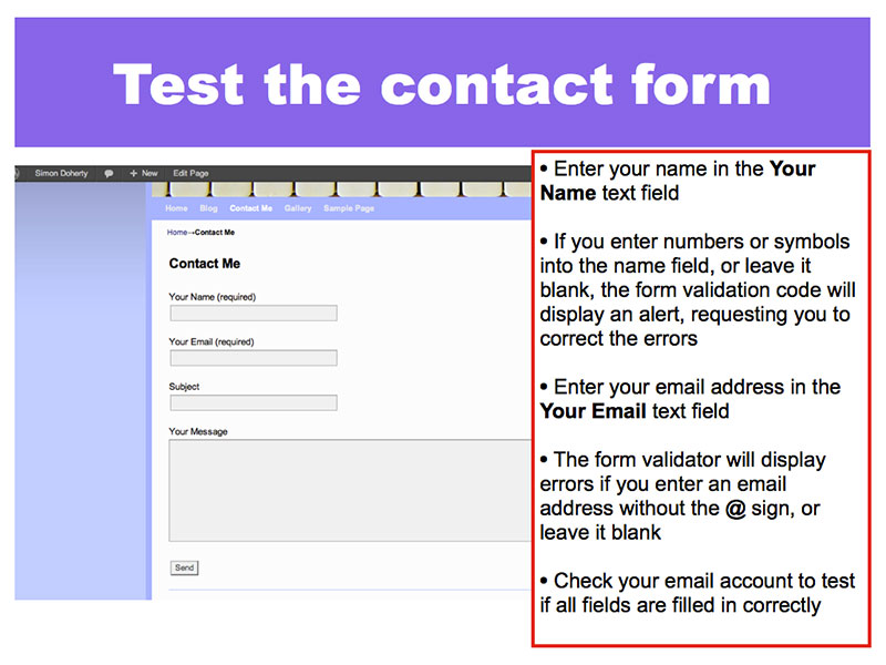 Test the Contact Form