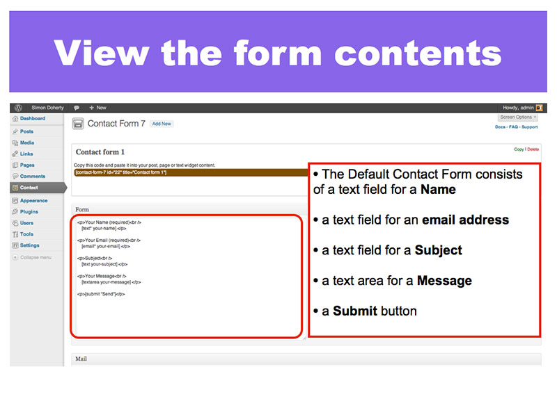 View the form contents