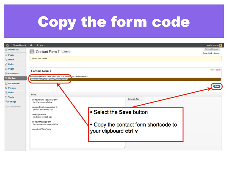 Copy the form code