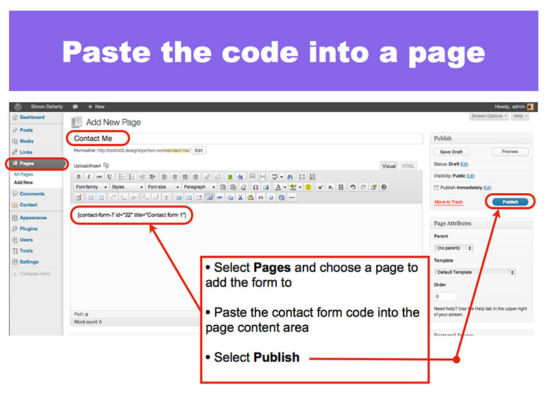 Paste the code into a page