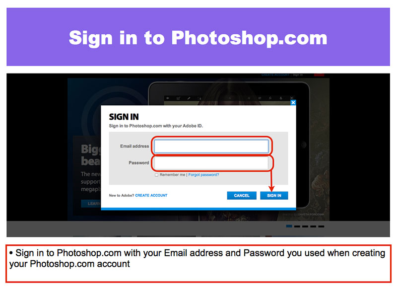 2: Sign in to Photoshop.com
