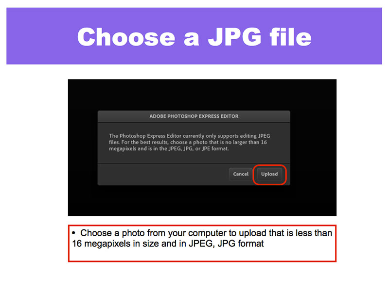 6: Choose a .jpg file to upload