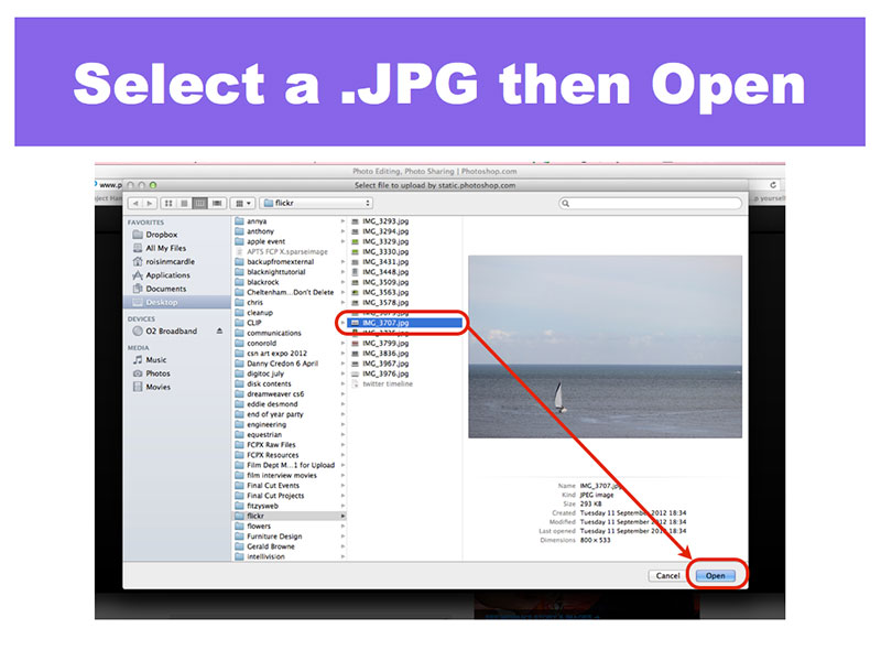 7: Select a .jpg and Open