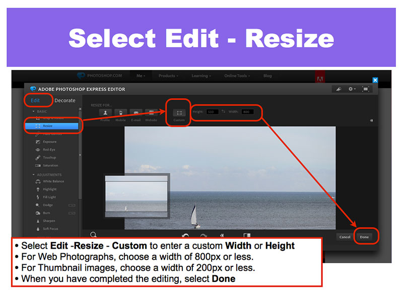 8: Select Edit - Resize