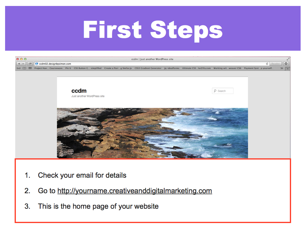 Access the home page of your website