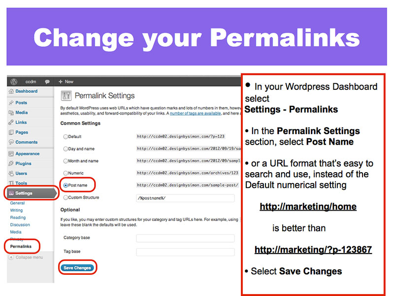 1: Change your Permalinks