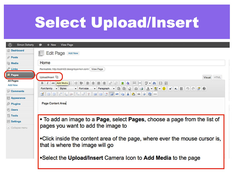 1: Select the Upload - Insert icon