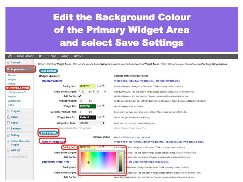 Edit Background Colour of Primary Widget
