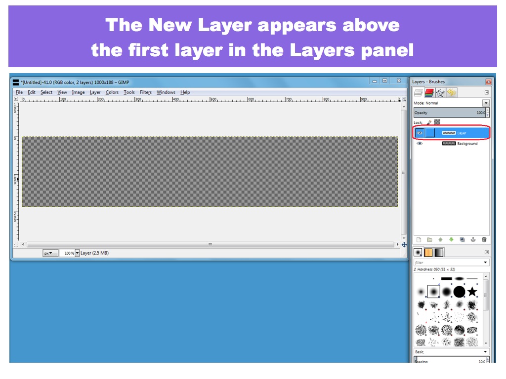 New Layer appears above First Layer