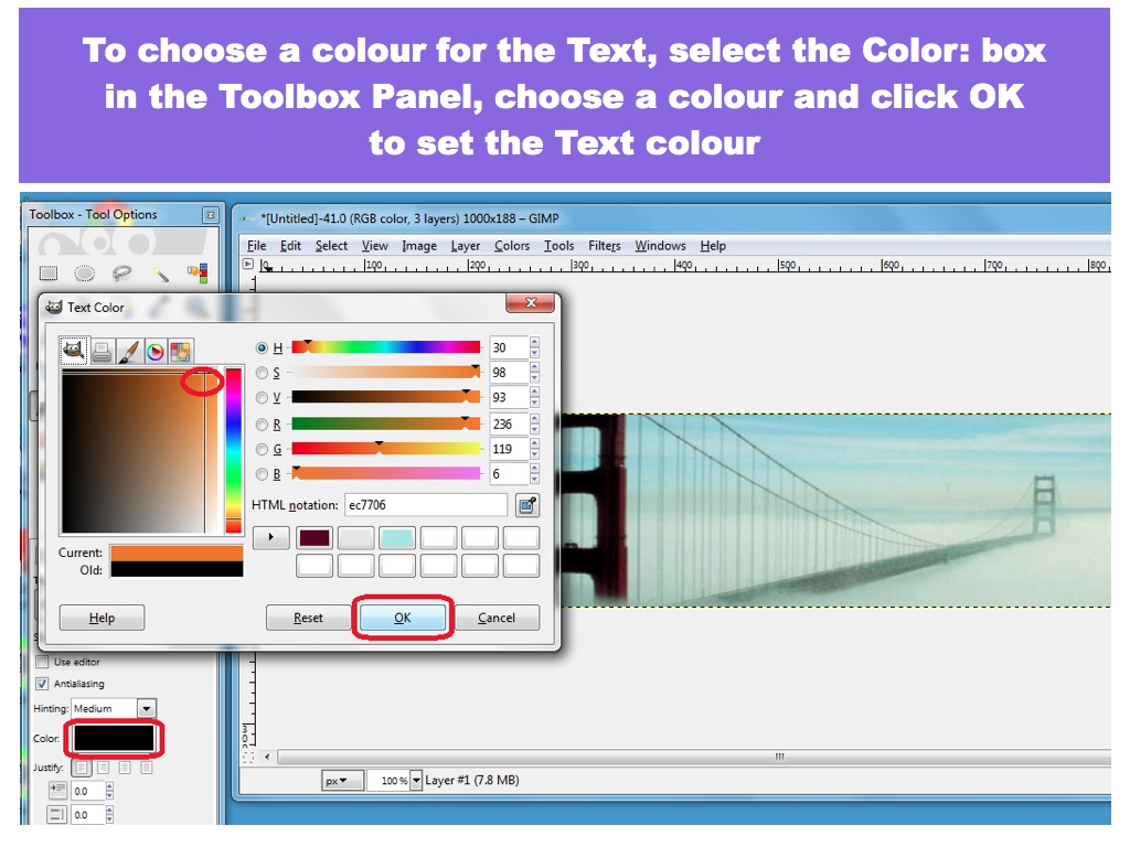 Choose a Colour for the Text