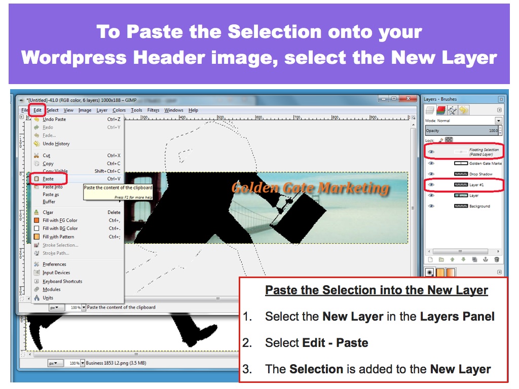 Select the New Layer, select Edit - Paste