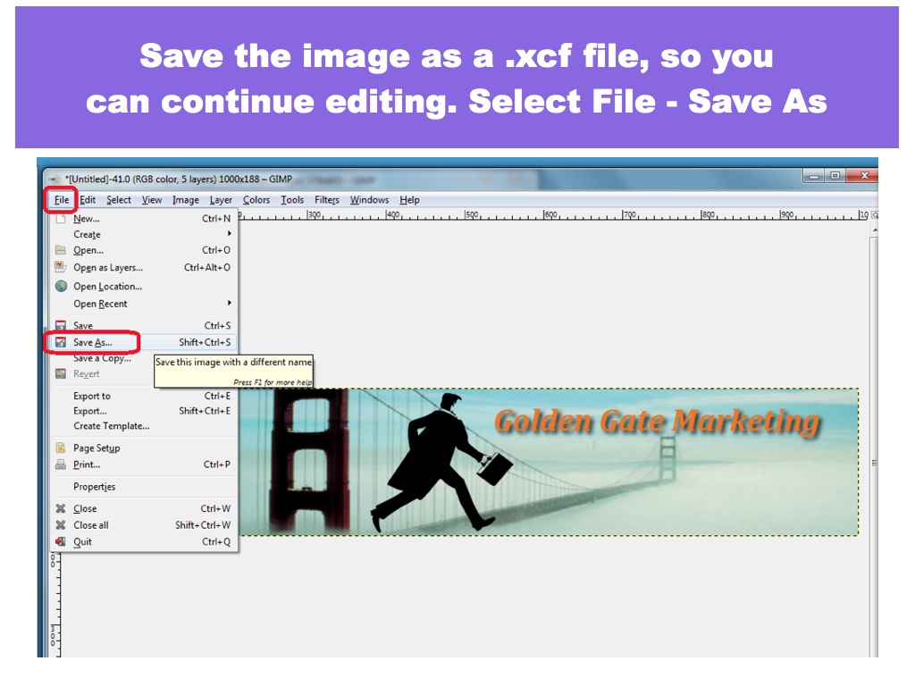 To allow further editing, save as .xcf image file