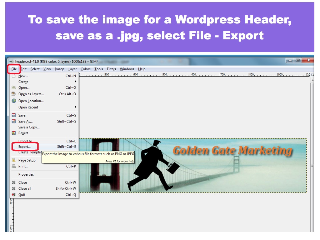 Save the image as a .jpg image file for WordPress