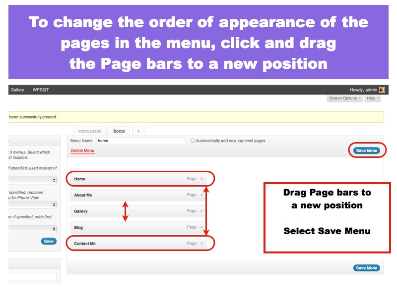 Drag the Page Bars to change the order of appearance 