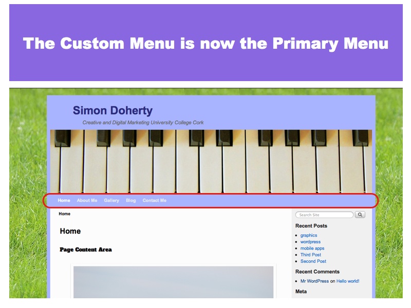 The Custom Menu is now the Primary Menu