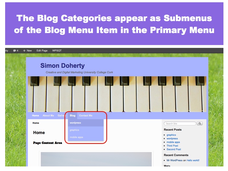 Blog Categories are added to the Menu
