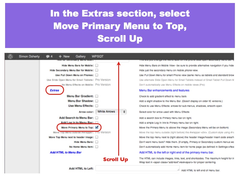 Select Move Primary Menu to Top